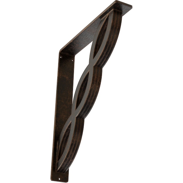 Ekena Millwork Loera Wrought Iron Bracket, (Triple center brace), Antiqued Bronze 2"W x 12"D x 15"H BKTM02X12X15TLOABZ - main